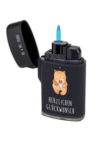 Mr. & Mrs. Panda Feuerzeug Bär Baby mit Spruch in Schwarz