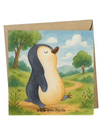 Mr. & Mrs. Panda Klappkarte Pinguin mHerzieren Design ohne Spruch in Weiß