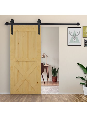 HOMCOM Schiebetüren-Beschlagsatz-200L x 4B x 1H cm-Schwarz