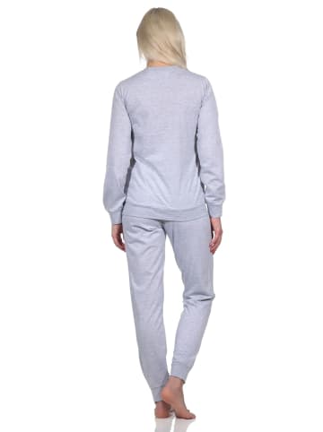 NORMANN langarm Schlafanzug Pyjama Bündchen und Stern - 83341 in grau