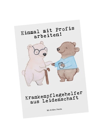 Mr. & Mrs. Panda Postkarte Krankenpflegehelfer Leidenschaft mit ... in Weiß