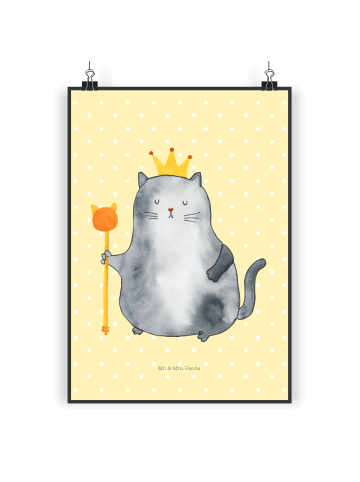 Mr. & Mrs. Panda Bild Katze König ohne Spruch in Gelb Pastell