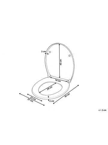 Beliani WC-Sitz PAPURI in Weiß - (W) 37 x (H) 45 x (L) 45 cm
