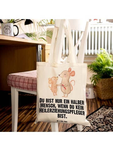 Mr. & Mrs. Panda Tote Bag Heilerziehungspfleger Herz mit Spruch in Creme