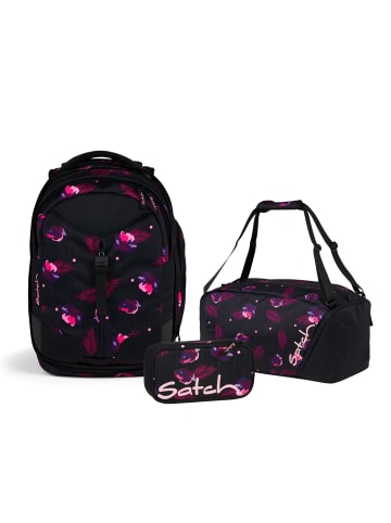 Satch Schulrucksack-Set MATCH Mystic Nights 3-teilig in Schwarz/Rosa