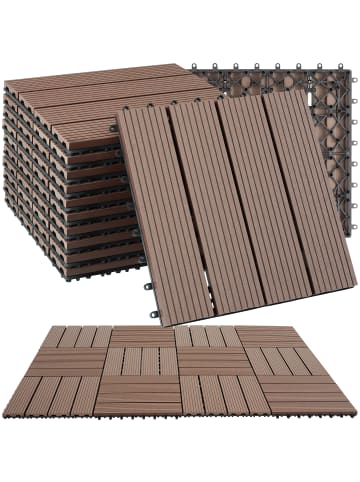 tectake Terrassenfliesen Tegulas 31 x 31 x 2,2 cm, braun