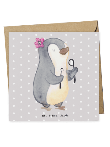 Mr. & Mrs. Panda Deluxe Karte Zahntechnikerin Herz ohne Spruch in Grau Pastell