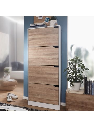 FineBuy Schuhschrank in Weiß / Spanplatte / 60x24x150