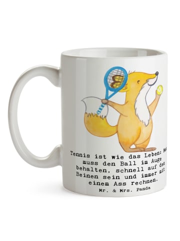 Mr. & Mrs. Panda Kaffeebecher Tennis Lebensweisheit mit Spruch in Weiß