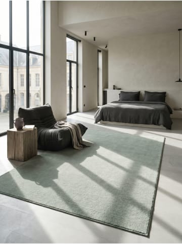 KADIMA DESIGN Kurzflorteppich Uni Antirutsch pflegeleicht Wohnzimmer Schlafzimmer in Grün