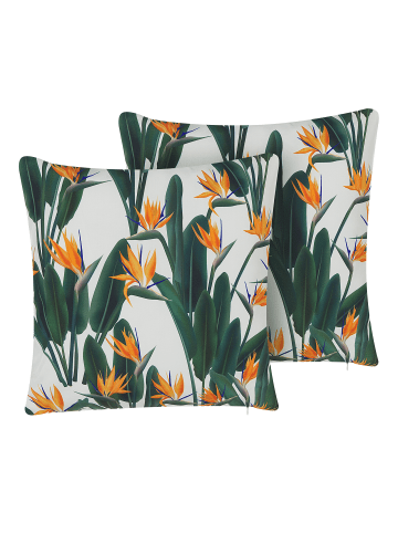 Beliani 2er-Set Gartenkissen TSOTYLI in Grün/Weiß/Orange