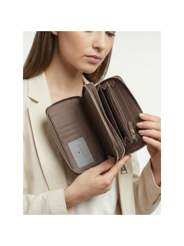 Lazarotti Bologna Leather XL Double Zip-Around Geldbörse RFID Leder 20 cm taupe