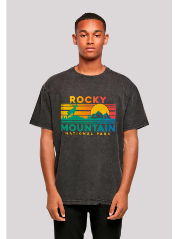F4NT4STIC Oversize T-Shirt US National Parks Rocky Mountain Sunset in schwarz