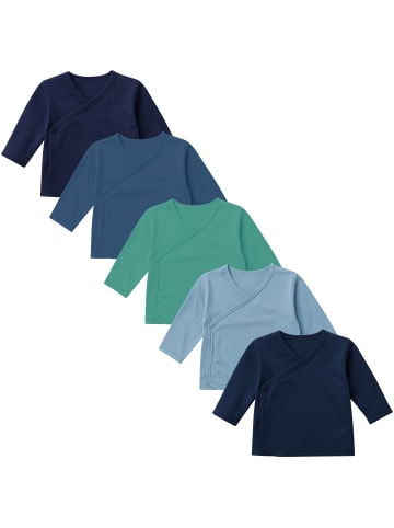 LOREZA 5er Set Jungen Baby Wickelshirts langarm 100% Baumwolle 50 Variante 1