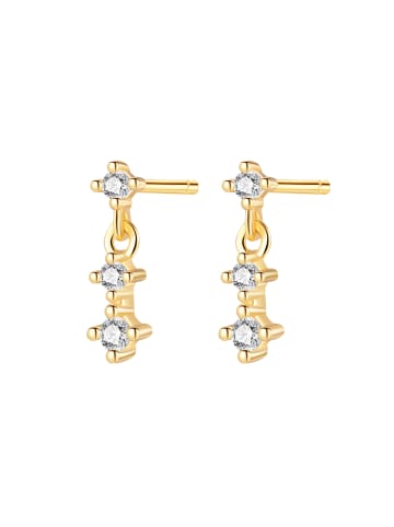 Hey Happiness Vergolg. Ohrstecker Trio Zirkonia Tropfen 925 Sterlingsilber in Gold
