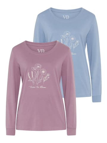 Vivance Active Pyjama in mauve und graublau kariert