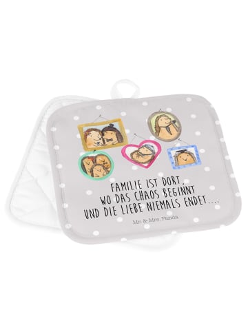 Mr. & Mrs. Panda Topflappen Igel Familie mit Spruch in Grau Pastell