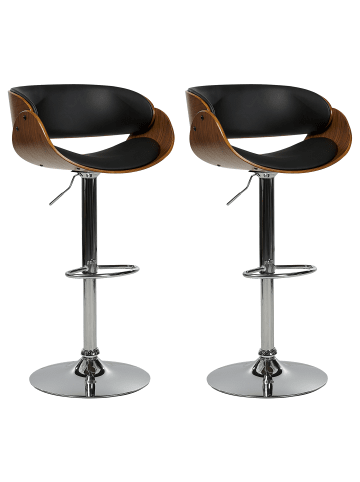 Beliani 2-tlg Drehhocker BAKU in Schwarz/Silber/Braun