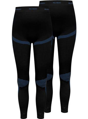 normani 2 x Thermounterhose Lange Skiunterwäsche für Damen in Schwarz/Blau
