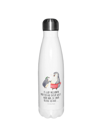Mr. & Mrs. Panda Thermosflasche Pinguin mit Kind mit Spruch in Weiß
