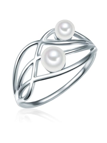 Lulu & Jane Perlen-Ring Messing Muschelkernperle in silber