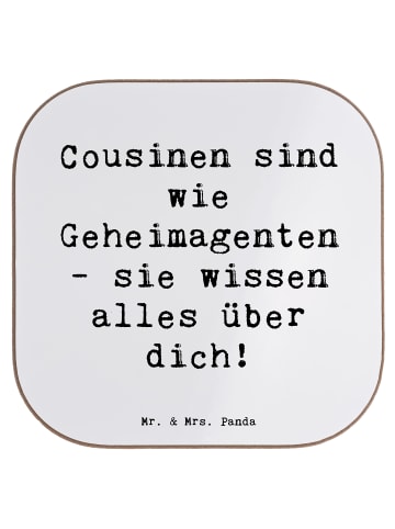 Mr. & Mrs. Panda Untersetzer Cousinen Geheimagenten mit Spruch in Weiß