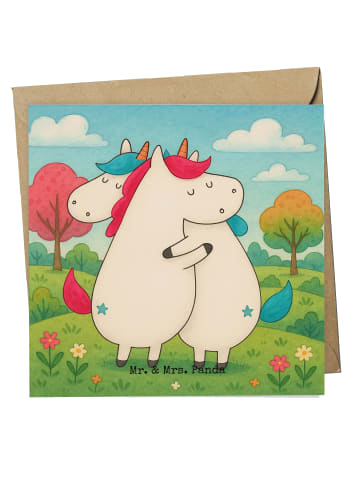 Mr. & Mrs. Panda Grußkarte Einhörner Umarmen Design ohne Spruch in Weiß
