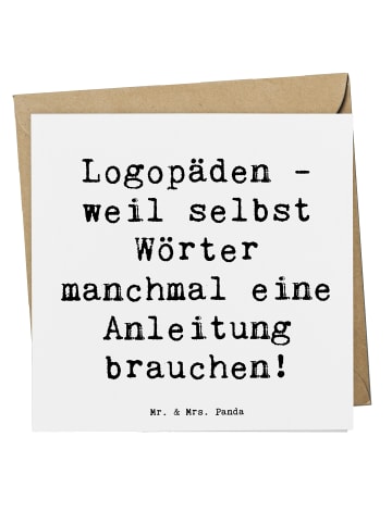 Mr. & Mrs. Panda Glückwunschkarte Spruch Logopädin Helden mit Sp... in Weiß