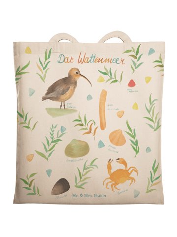 Mr. & Mrs. Panda Schultertasche Wattenmeer mit Spruch in Bunt