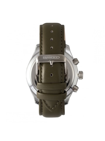 Breed Maverick Chronograph Lederarmbanduhr mit Datumsanzeige in Silver/Olive