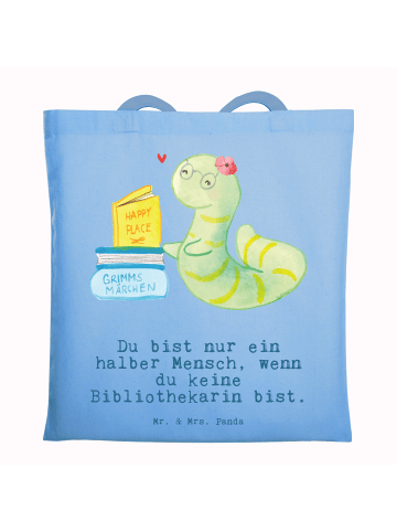 Mr. & Mrs. Panda Stoffbeutel Bibliothekarin Herz mit Spruch in Sky Blue