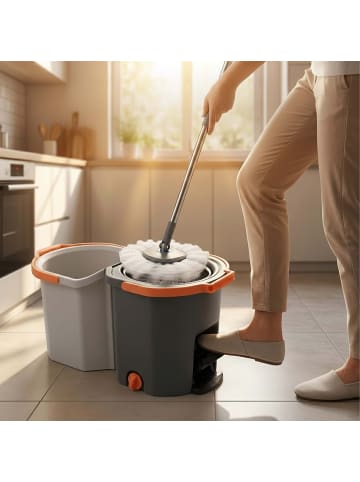 relaxdays Wischmopp-Set in Grau - 14,5 l