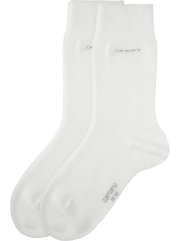 camano Baumwolle Unisex-Socken 2 Paar mit Softbund ca-soft in weiß
