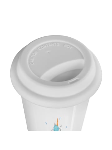 Mr. & Mrs. Panda Thermobecher To Go Einhorn Fitness mit Spruch in Weiß