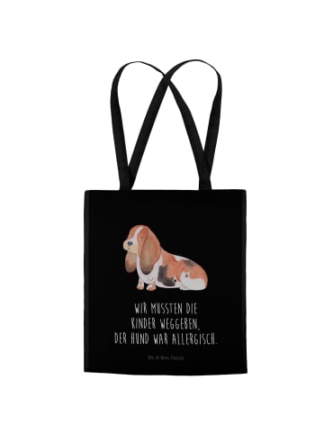 Mr. & Mrs. Panda Tragetasche Hund Basset Hound mit Spruch in Schwarz