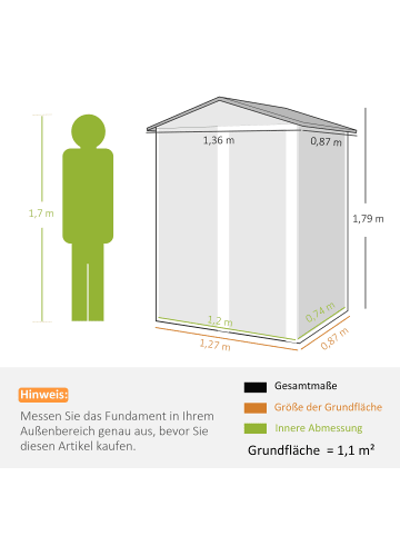 Outsunny Geräteschuppen,136cm x 87cm x 179cm,braun