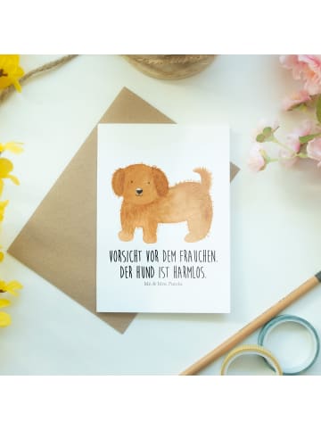 Mr. & Mrs. Panda Klappkarte Hund Flauschig mit Spruch in Weiß