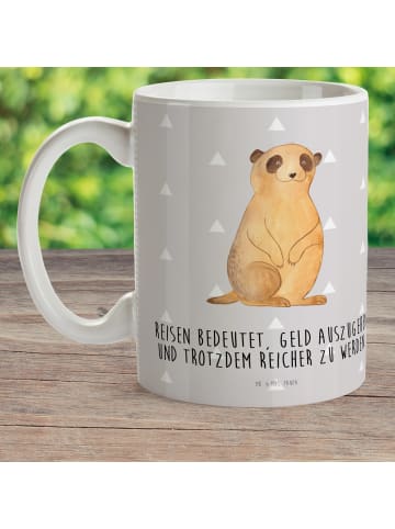 Mr. & Mrs. Panda Campingbecher Erdmännchen mit Spruch in Grau Pastell