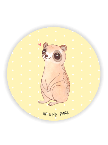 Mr. & Mrs. Panda Rund Magnet Plumplori Glücklich ohne Spruch in Gelb Pastell