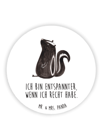 Mr. & Mrs. Panda Rund Magnet Stinktier Sitzen mit Spruch in Weiß