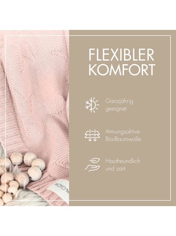 Räuberella Strick Babydecke Sternenmuster zauberhafter Rosenquarz in Rosa - 75x100 cm