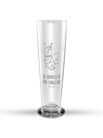 Mr. & Mrs. Panda Graviertes Bierglas Biene Blume mit Spruch in Transparent