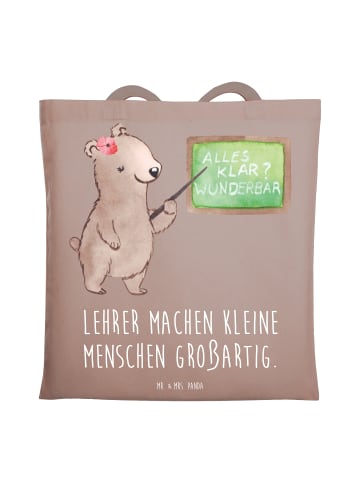 Mr. & Mrs. Panda Tragetasche Lehrer Großartig mit Spruch in Braun Pastell