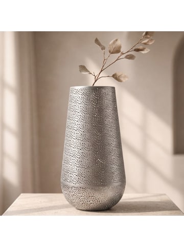 FineBuy Vase in Silber / Metall / 25x25x47