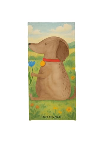 Mr. & Mrs. Panda Strandlaken Hund Blume Design ohne Spruch in Grau Pastell