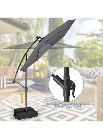 COSTWAY 300cm Ampelschirm mit LED & Sandsäcke in Anthrazit