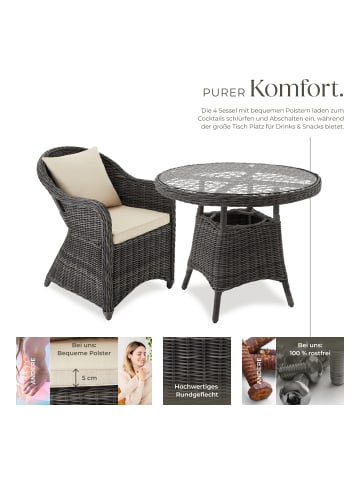 tectake Aluminium Rattan Gartenlounge für 4 Personen, Stühle vormontiert