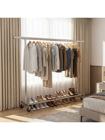 SONGMICS Kleiderständer Pataye in Silbern - (B)45 x (H)161.5 x (T)200 cm