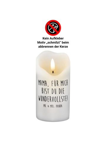 Mr. & Mrs. Panda Wachskerze Bären mit Blumenkranz mit Spruch in Weiß