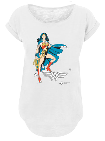F4NT4STIC Long Cut T-Shirt DC Comics Wonder Woman Standing Logo in weiß